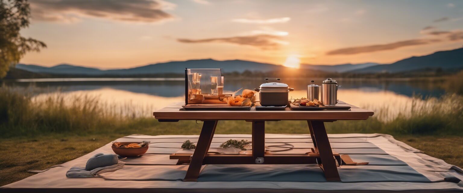 Example of a portable heated table